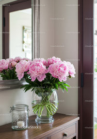 Elegant Pink Peony Flower Arrangement in Modern Home Interior