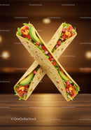 Two Chicken Tacos with Fresh Avocado and Vegetables