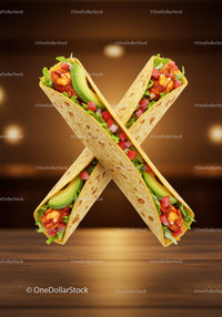 Two Chicken Tacos with Fresh Avocado and Vegetables