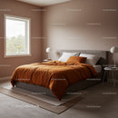 Modern Bedroom with Orange Duvet Cover and Natural Light