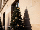 Elegant Christmas Tree with Gold Decorations Outside