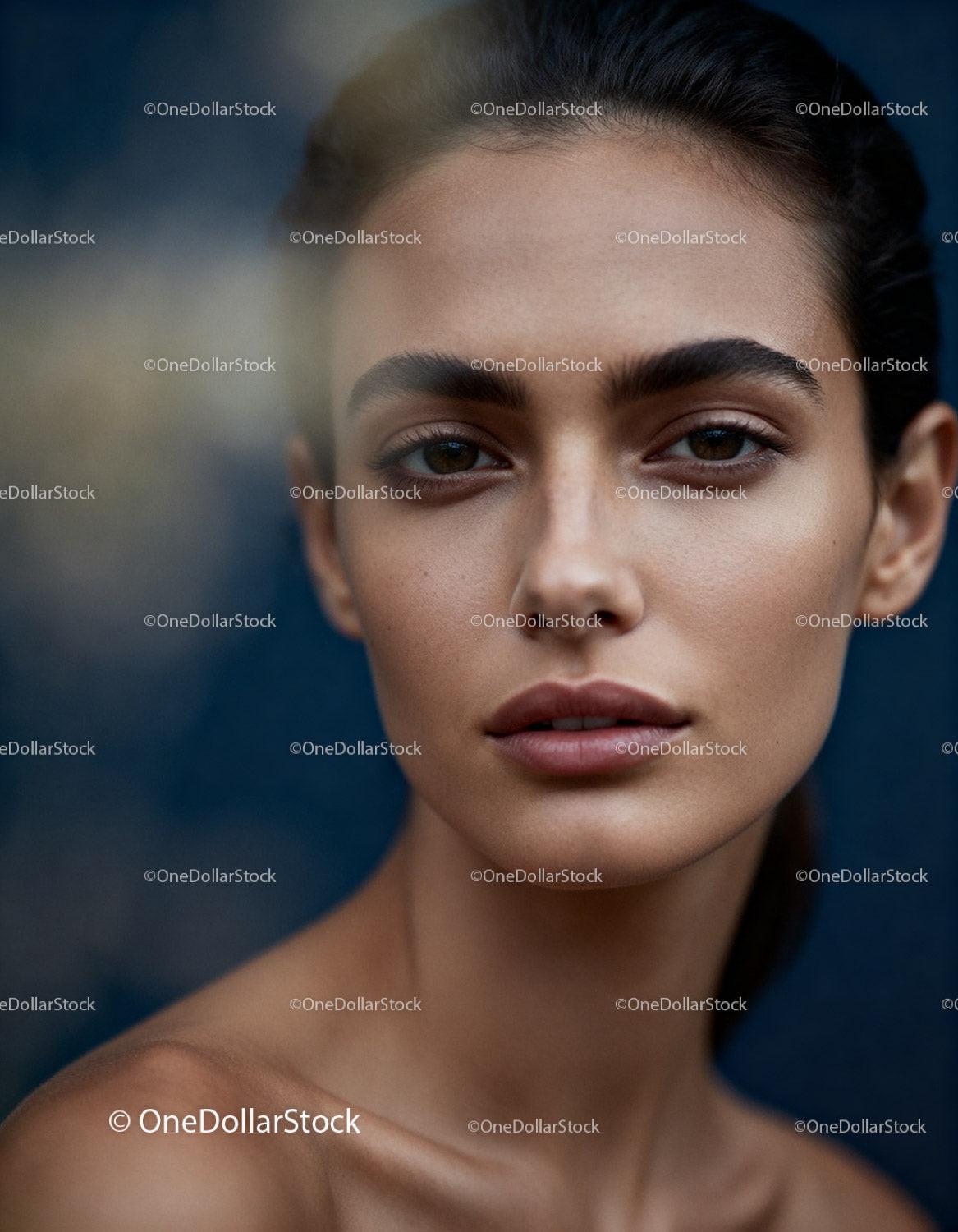 Close-up Portrait of Natural Beauty Woman with Clear Skin