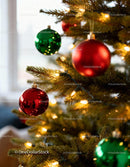 Decorated Christmas tree with festive baubles and lights