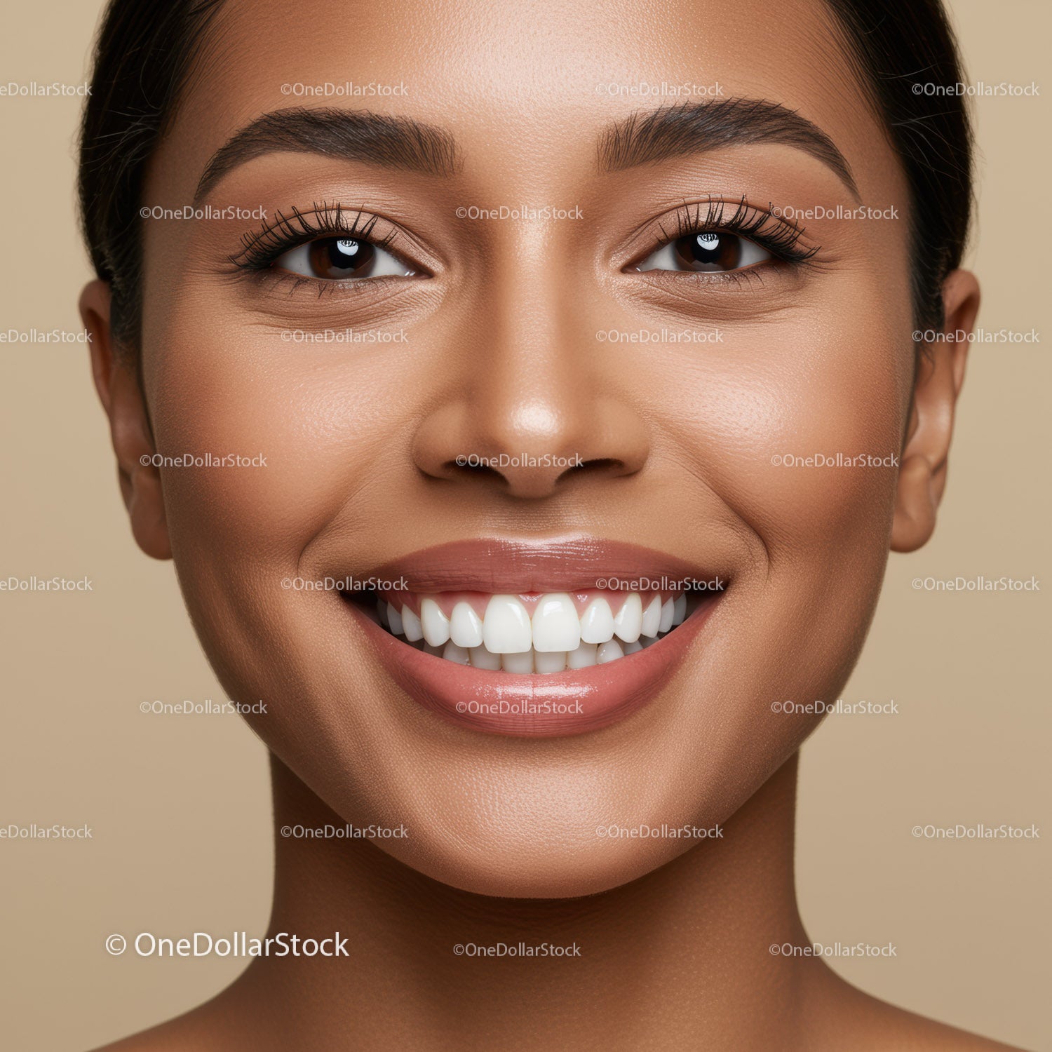 Closeup of cheerful woman with radiant smile