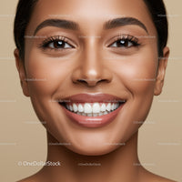 Closeup of cheerful woman with radiant smile