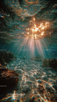 Enchanting Underwater Scene with Sunlight and Bubbles