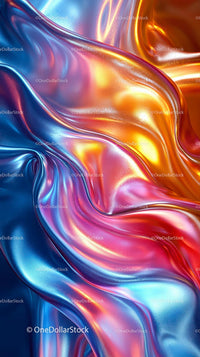 Colorful Abstract Metallic Fabric with Vibrant Flowing Silk
