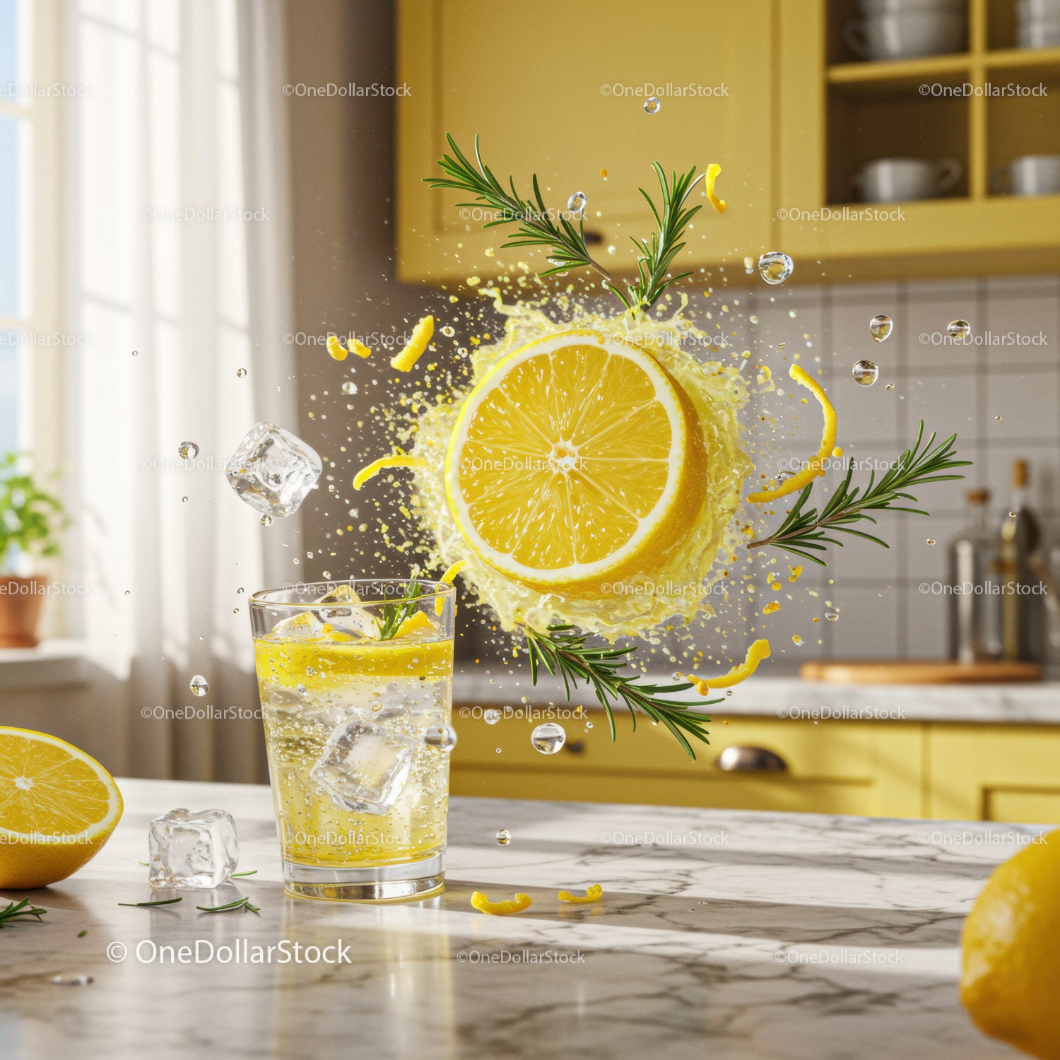 Orzeźwiająca lemoniada z lodem i świeżą nutą rozmarynu