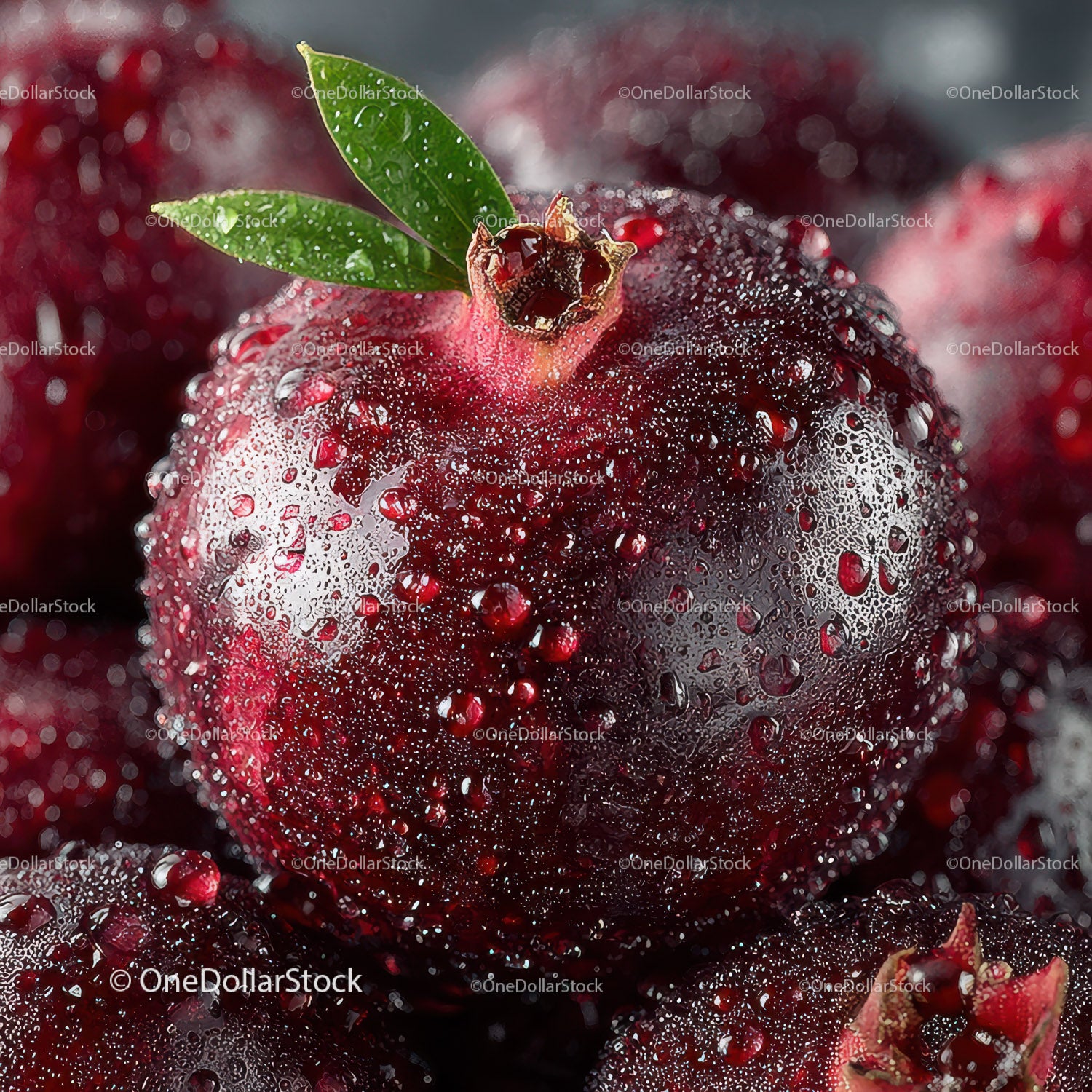 Close-Up of Dewy Ripe Red Cherries with Water Droplets