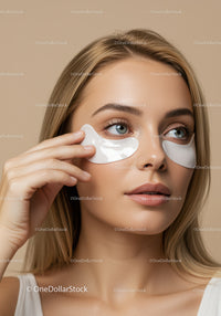 Young Woman with Under Eye Patches and Fresh Skin for Skincare Routine