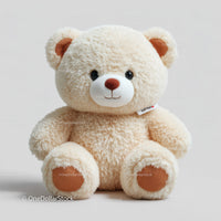 Cute Light Beige Plush Teddy Bear with Brown Nose and Paws