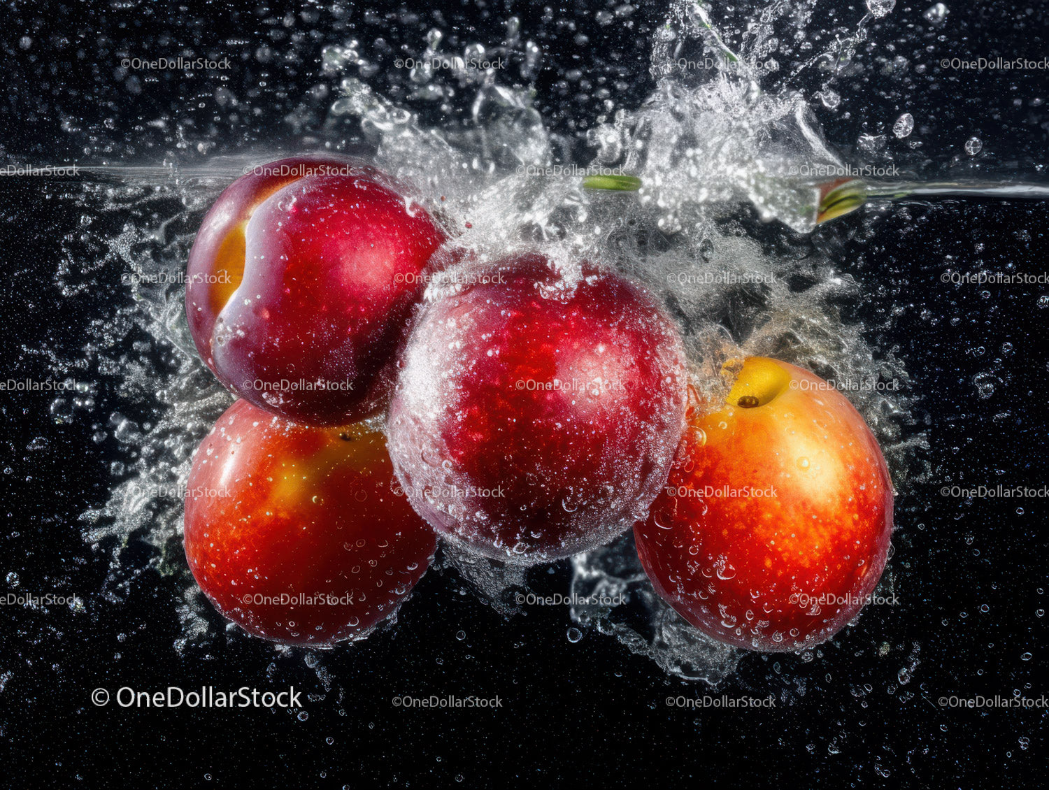 Fresh Red Apples with Water Splash in Vibrant Underwater Scene