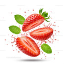 Fresh Red Strawberries Splashing with Mint Leaves