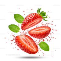 Fresh Red Strawberries Splashing with Mint Leaves