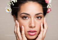 Gorgeous Young Woman with Freckles and Floral Headband for Beauty and Fashion
