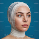 Young Woman with Bandaged Head and Healing Wound