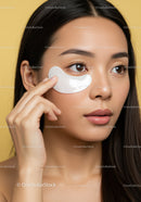 Young Woman Applying Under Eye Patch for Skincare Routine