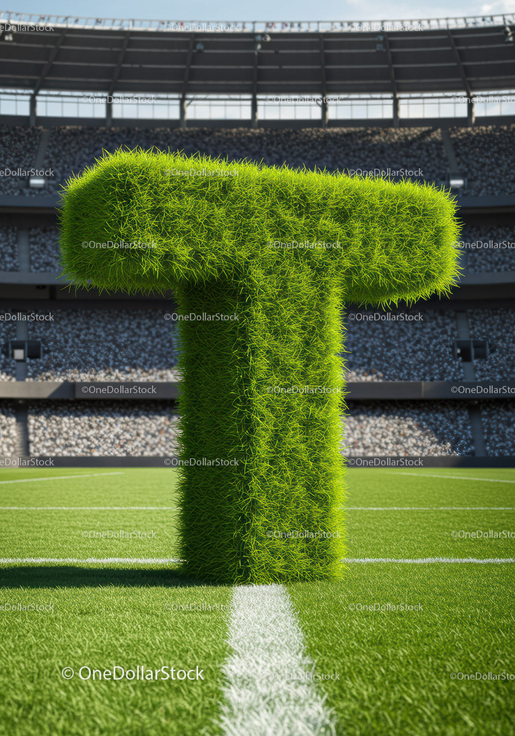 Large Grass Letter T on Soccer Field