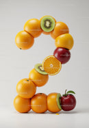 Number Two Shaped From Mixed Fresh Fruits