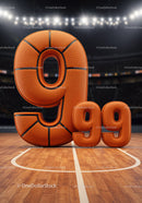 Basketball Styled Number Ninety Nine on Court