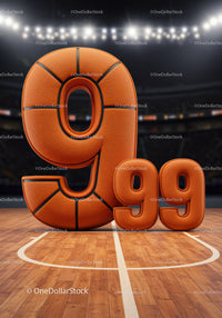 Basketball Styled Number Ninety Nine on Court