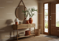 Cozy entryway with natural decor and wooden accents