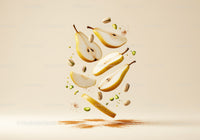 Floating Sliced Pears with Pistachios and Cinnamon Dust