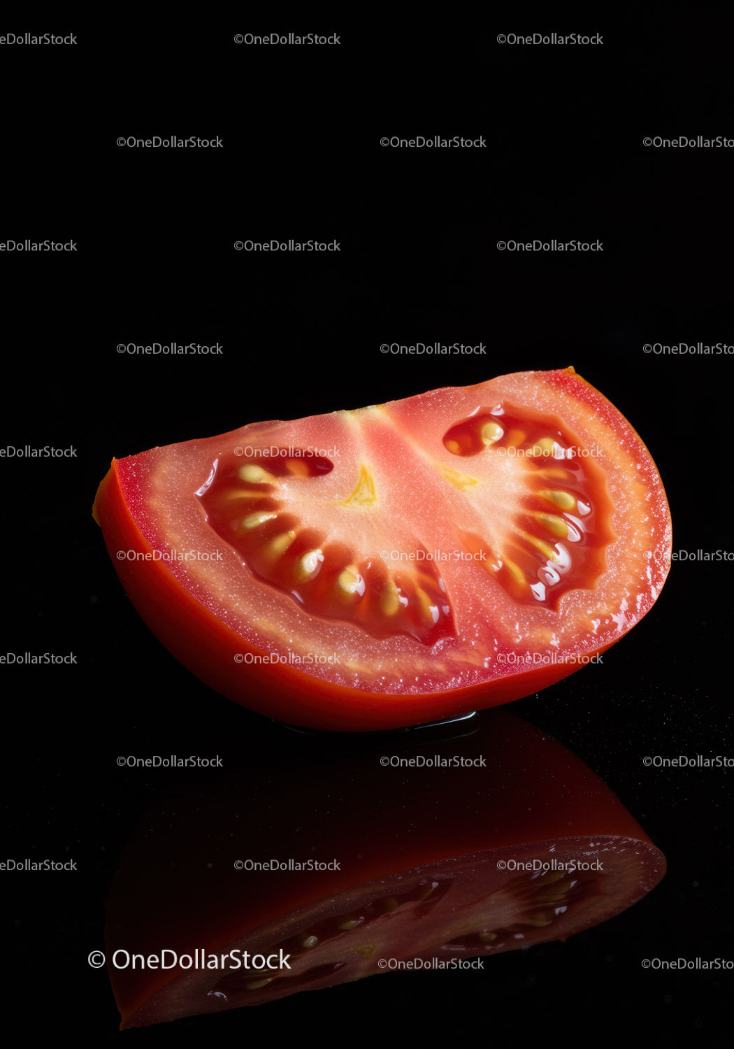 Fresh tomato slice with seeds and juicy texture