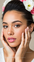 Beautiful Young Woman with Freckles and Floral Headband