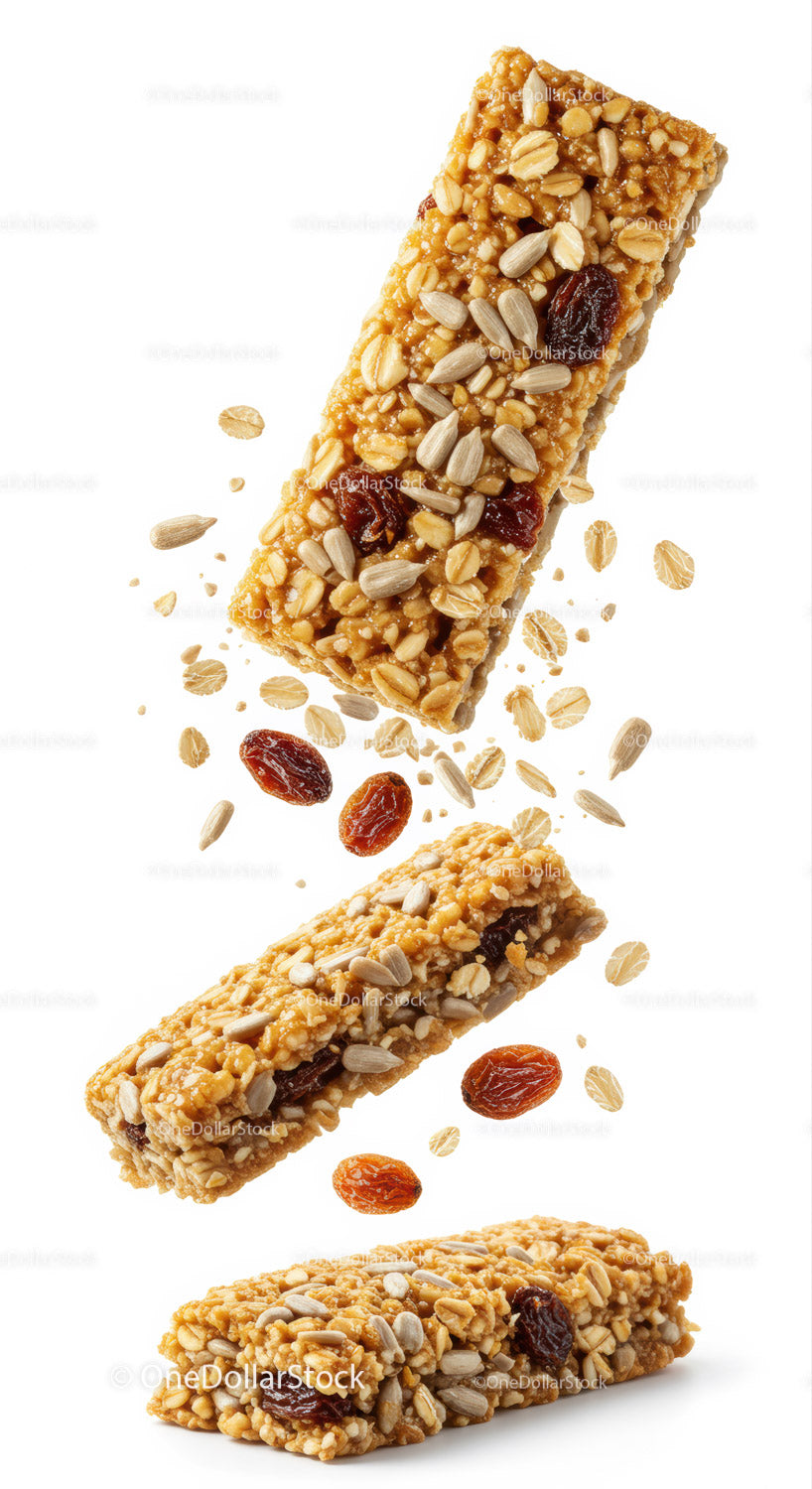 Natural granola bars with sunflower seeds and raisins