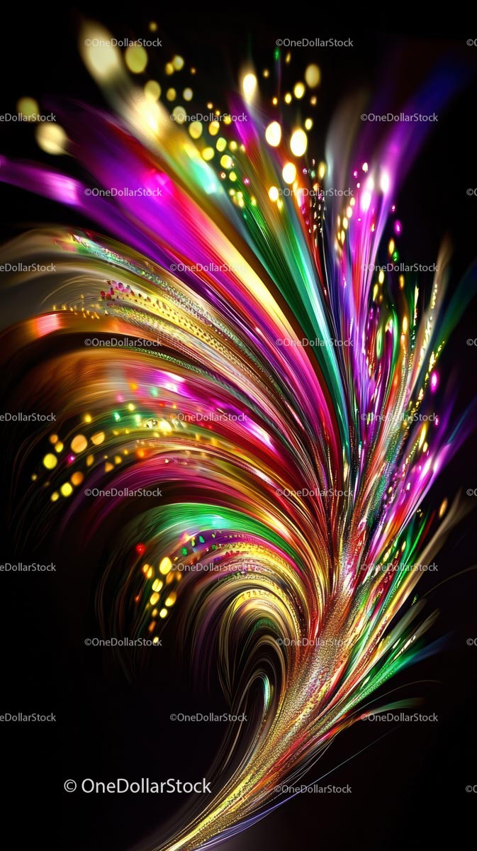 Colorful Neon Light Trails with Bright Luminous Particles