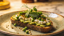 Fresh pea and ricotta toast with green herbs