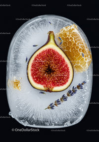 Fig and Honeycomb Frozen in Clear Ice Cube