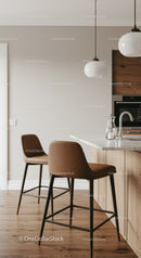 Modern Kitchen with Wooden Cabinets and Marble Countertop