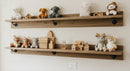 Cozy Nursery Shelves with Plush Toys and Wooden Decor
