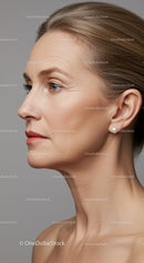 Elegant Mature Woman Profile with Pearls and Brown Hair