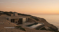 Modern Cliffside House with Glass Walls and Infinity Pool