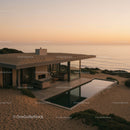 Luxurious Modern Beach House at Sunset with Ocean View