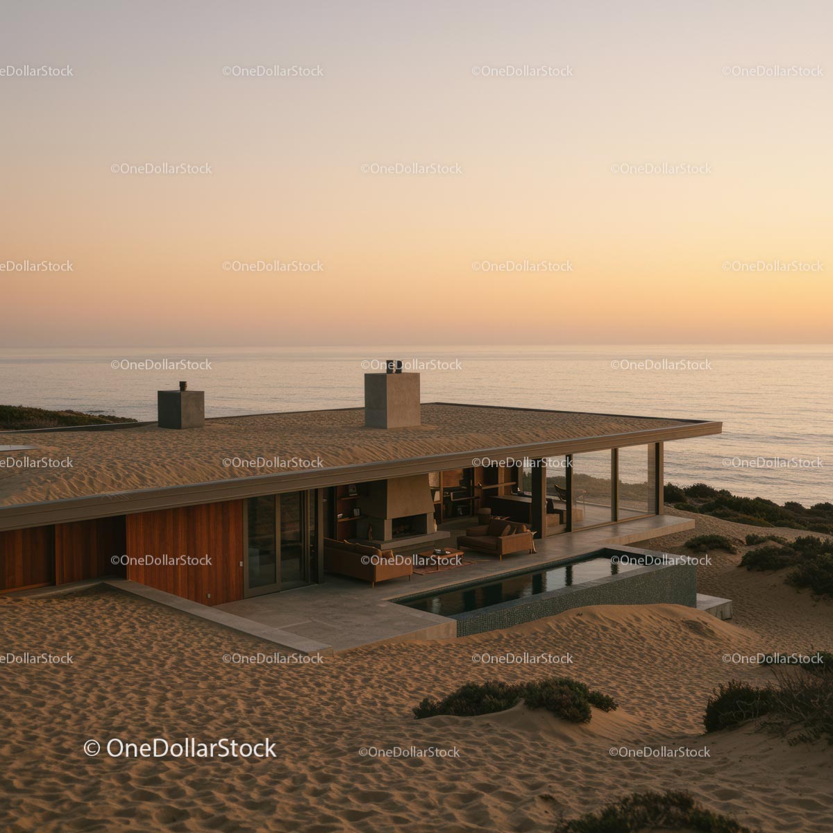 Modern Cliffside House with Glass Walls and Infinity Pool