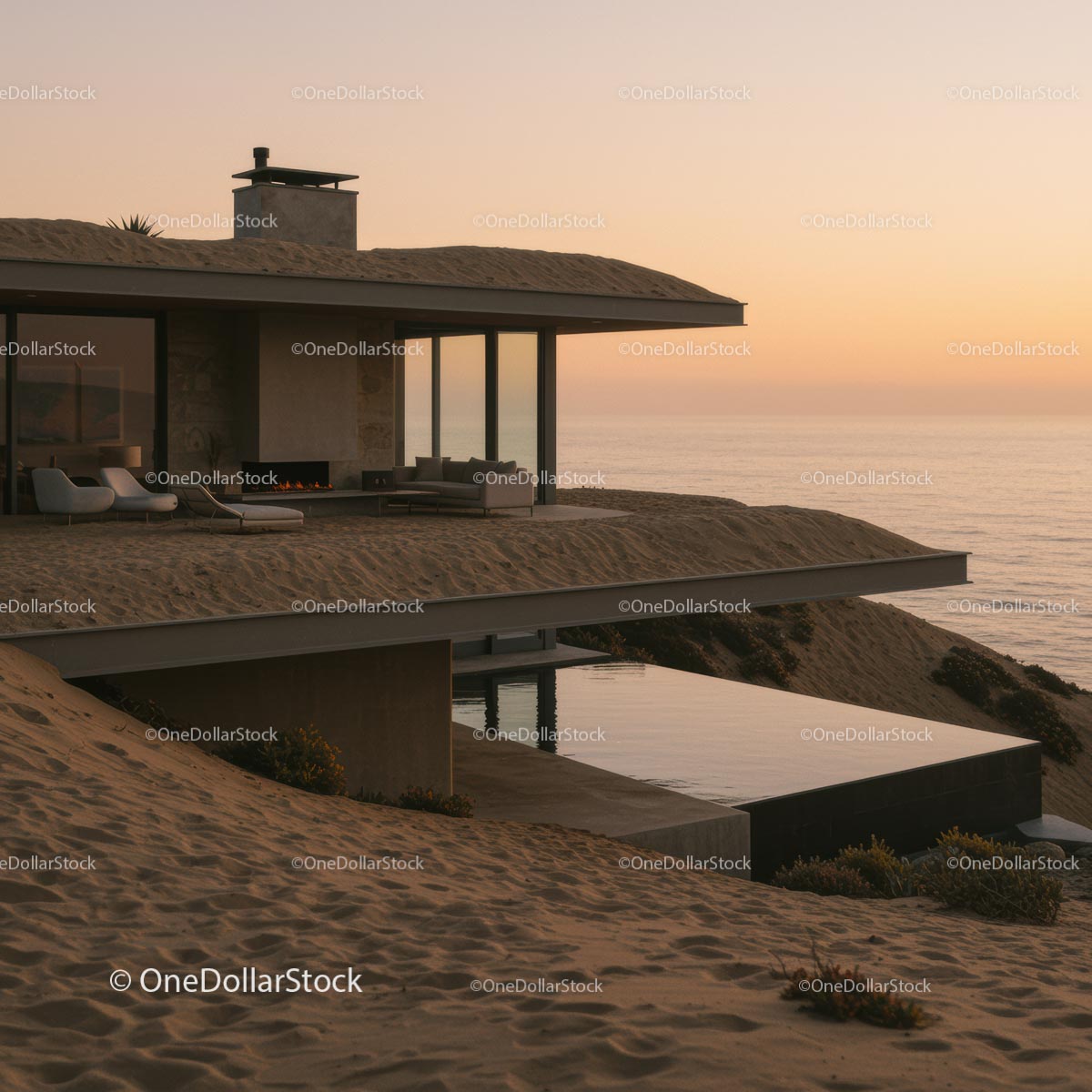 Modern Cliffside House with Glass Walls and Infinity Pool
