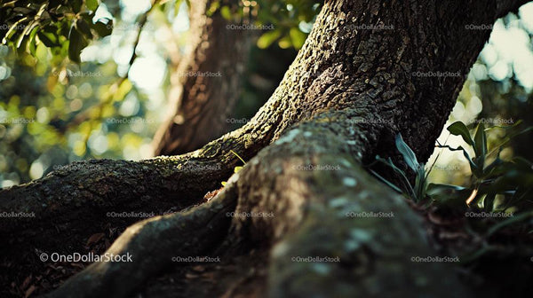 Mighty Tree Roots in Sunlit Forest