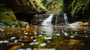 Serene Waterfall Flowing Through Lush Green Forest