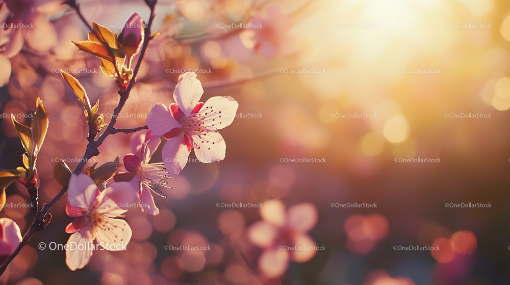 Cherry Blossoms in Warm Sunlight