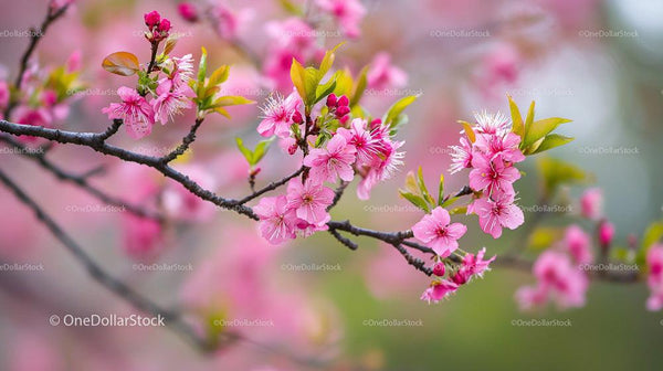 Cherry Blossoms in Full Bloom on a Spring Day