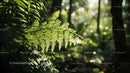 Sunlit Tropical Ferns with Soft Focus Background