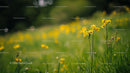 Yellow Wildflowers in a Lush Green Meadow