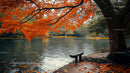 Tranquil Autumn Lake with Vibrant Orange Foliage