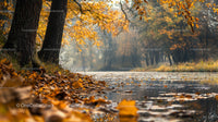 Golden Autumn Foliage by a Tranquil River