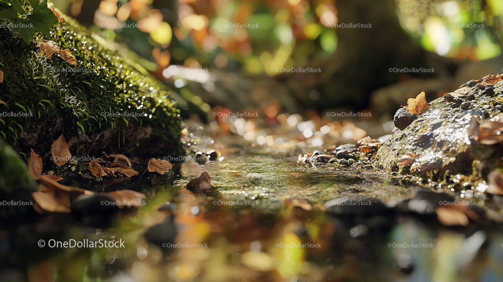 Tranquil Autumn Stream with Moss Covered Rocks