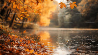 Tranquil Autumn River with Vibrant Orange Foliage
